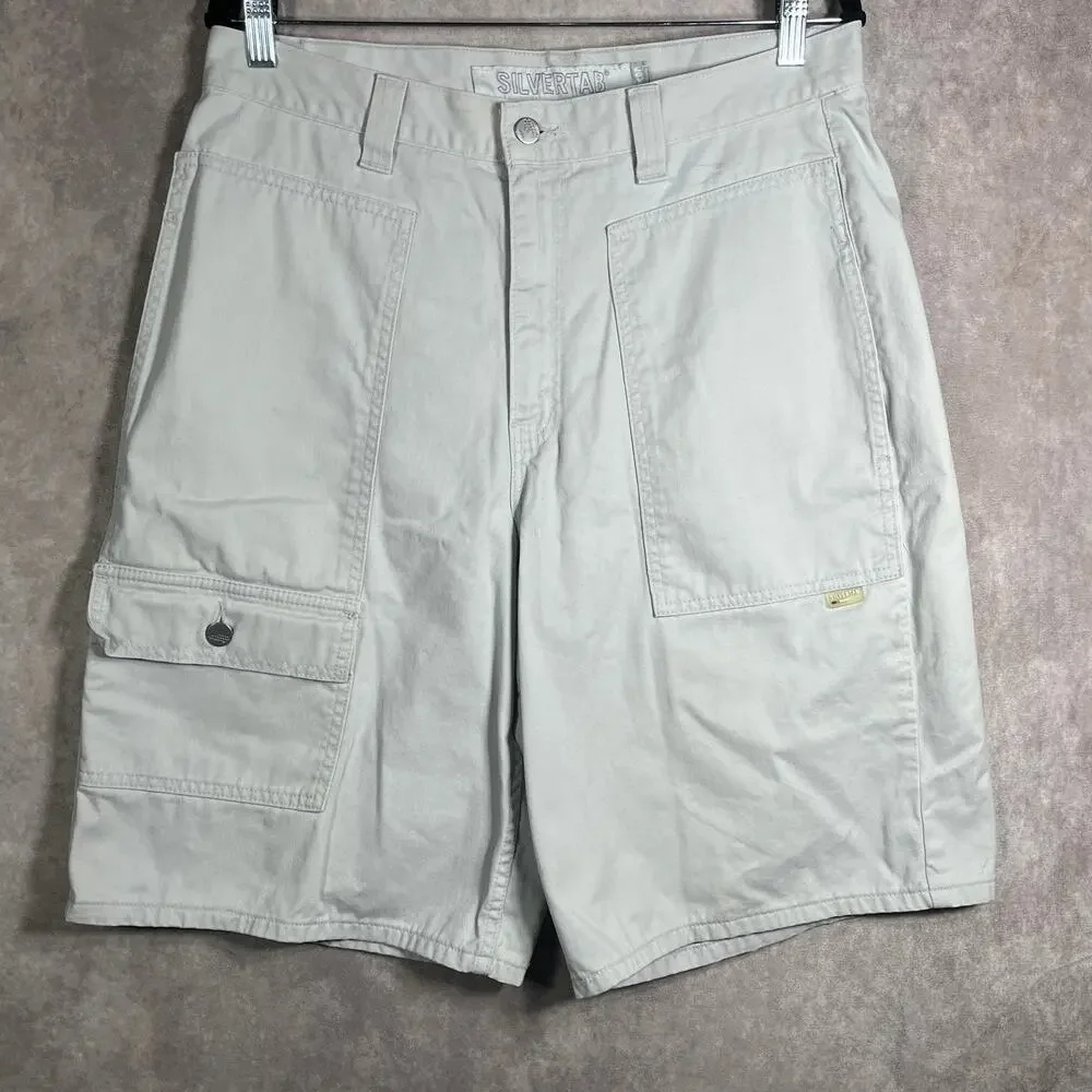 Vintage Levi's Slivertab Shorts Mens 34 Khaki Cargo 90s Y2K Skater Grunge Retro